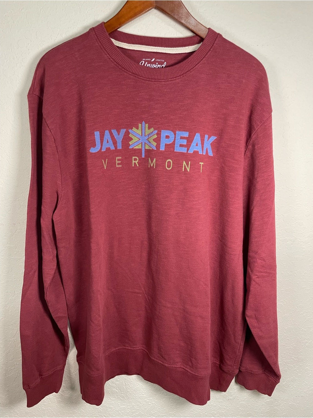 Jay Peak Vermont League Maroon Crewneck Sweatshirt New
